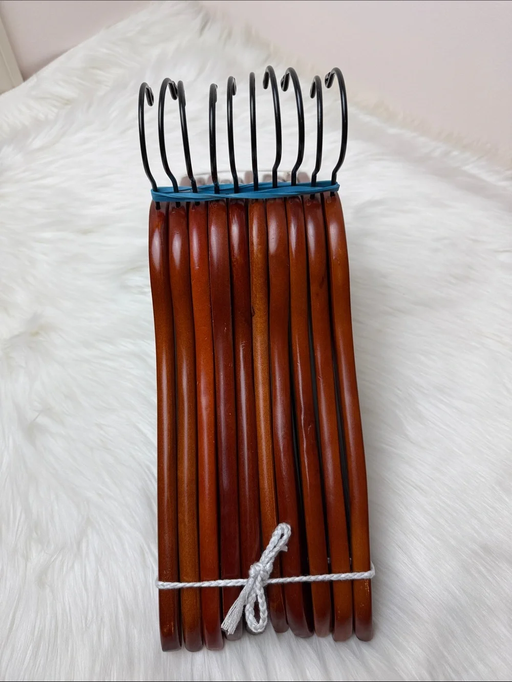 Brookstone Premium Wooden Hangers with Bar in Mahogany  - Set of 10